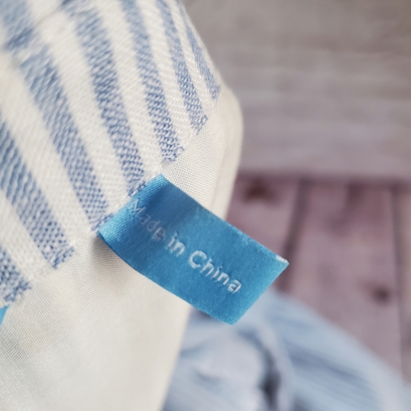 DRAPER JAMES RSVP Button Front Maxi Dress Sleeveless Linen Blend Blue Striped XL - Picture 10 of 15